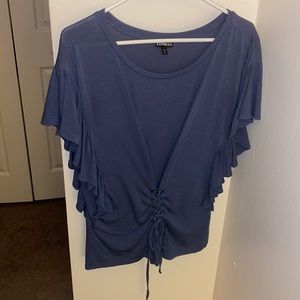 Express Blue Ruffle Top Size Medium